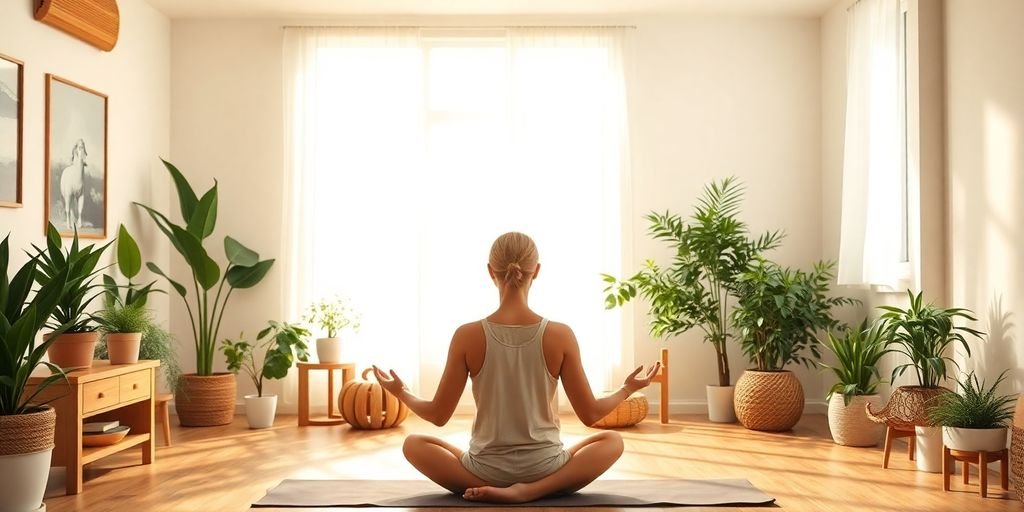 Ambiente de bem-estar com práticas de mindfulness.