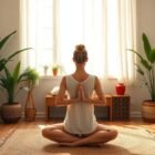 Ambiente de bem-estar com práticas de meditação.